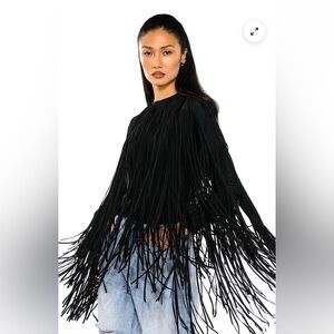 NWT Akira black fringe top